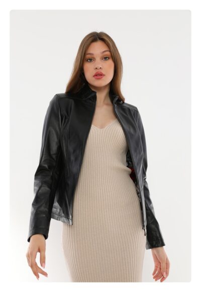 IPARELDE Black  Women's Classic Leather Jacket - B94
